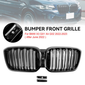 Gloss Black Front Kidney Grill Grille Fit BMW X3 X4 G01 G02 2022 2023