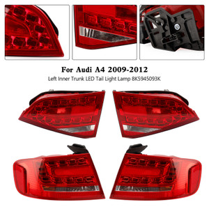 4pcs Outer+Inner Trunk LED Tail Light Lamp For Audi A4 2009-2012