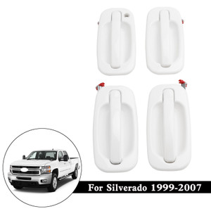 4PCS Exterior White Painted Door Handle Set For Silverado 1999-2007