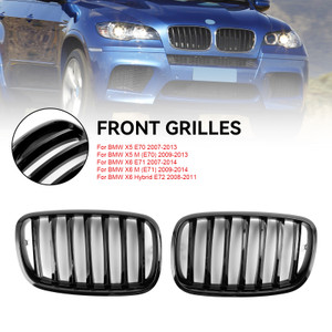 Front Bumper Kidney Grille Grill Fit BMW X5 E70 X6 E71 2007-2013 Gloss Black