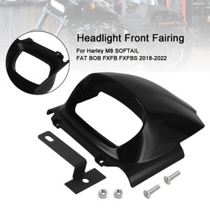 Headlight Front Fairing Mask Cowl For M8 Softail Fat Bob FXFB 2018-2022 Black