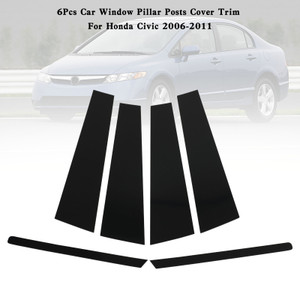 6Pcs Car Window Pillar Posts Cover Trim For Honda Civic 2006-2011