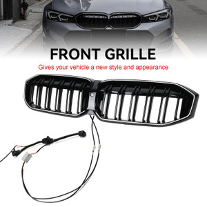 Double Line Black Front Kidney Grille Mesh Fit BMW 3 Series G20 G28 2023-2024