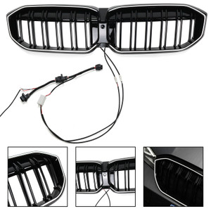 Double Line Black Front Kidney Grille Mesh Fit BMW 3 Series G20 G28 2023-2024