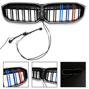 Double Line Black Front Kidney Grille Mesh Fit BMW 3 Series G20 G28 2023-2024 M