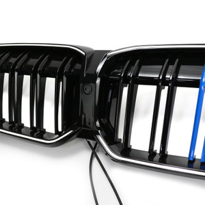 Double Line Black Front Kidney Grille Mesh Fit BMW 3 Series G20 G28 2023-2024 M