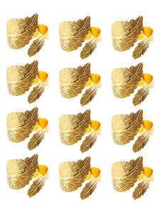 12PCS Napkin Rings Leaf Napkin Holder Adornmen Alloy Golden