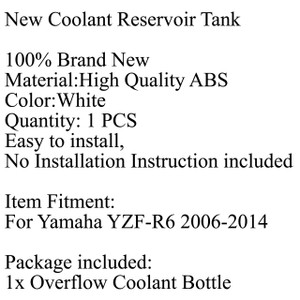 Radiator Coolant Overflow Tank Coolant Reserve Bottle Yamaha YZF-R6 (2006-2014), White