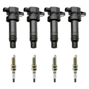 Ignition Coil + Spark Plug Set UF636 for Kia Rio Soul Hyundai Accent Veloster (4-Pack)