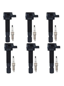 Ignition Coil + Spark Plug Set UF603 for Honda Accord TL TSX V6 (6-Pack)