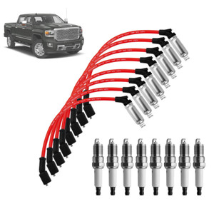 8x Spark Plugs +Wires 10.5mm Set 19299585 For Chevy GMC 4.8L 5.3L 6.0L V8
