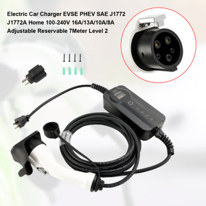 Electric Car Charger EV J1772 J1772A Home 100-240V 16A Adjustable 7Meter Level 2