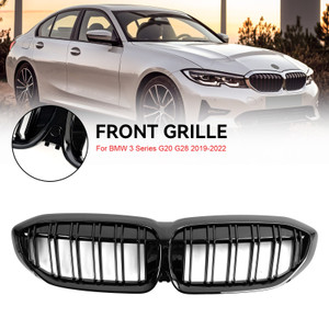 Black Dual Slat Kidney Grille Grill 51138072085 Fit BMW 3 Series G20 2019-2022