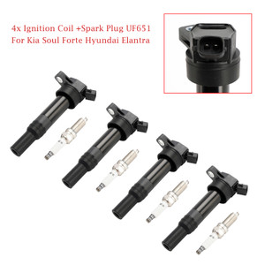 2012-2020 Kia Soul Forte Hyundai Elantra 4x Ignition Coil +Spark Plug UF651 Generic