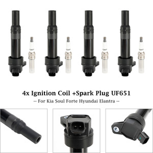 2012-2016 Hyundai Elantra 4x Ignition Coil +Spark Plug UF651 Generic