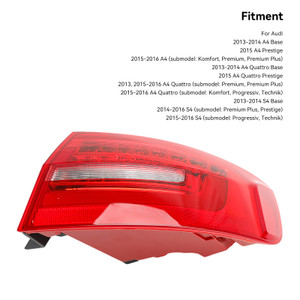 2015 Audi A4 Quattro Prestige Right Outer Rear Tail Light Lamp 8K5945095AC Generic