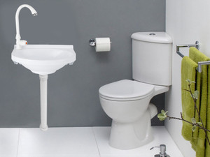 2-in-1 Outdoor Garden Water Fountain and Faucet No-Punch Bathroom Wash Basin