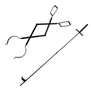 2PCS Hearth Tool Fireplace Set Fire Tools Set Campfire Tongs Fire hook Black