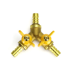 3/8" Hose Barb Ball Valve Y Shaped 3 Way Connector Barb Brass Fitting OD 11mm