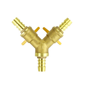 3/8" Hose Barb Ball Valve Y Shaped 3 Way Connector Barb Brass Fitting OD 11mm