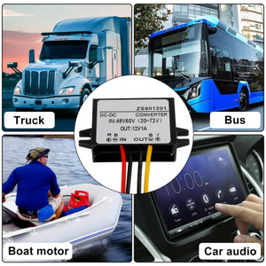 Waterproof DC-DC Converter 60V Step Down to 12V Car Power Supply Module 1A