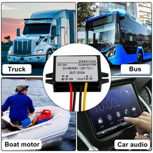 Waterproof DC-DC Converter 60V Step Down to 12V Car Power Supply Module 3A