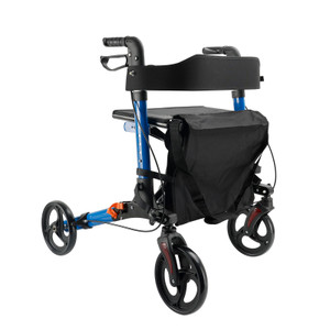 Foldable Rollator Walker with 6 levels of Adjustable Seat 8 Wheels  Compact Folding Design Lightweight Mobility Walking Aid suitable for people of different heights