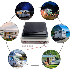 11" RV Caravan Roof Vent Forward and reverse motor RV Fan 12V Skylight W/ Light