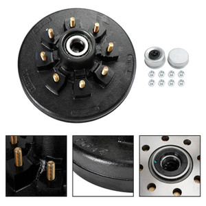 Grease Trailer Hub and Drum Assembly for 5.2K-7K Axles-12"-8 on 6.5-Pre-Greased