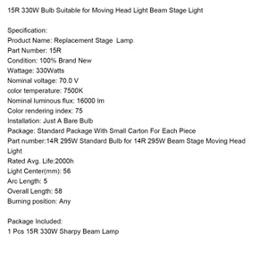 330W MSD 15R Lamp Sharpy Beam Moving Head Replacement Bulb Stage Show Lighting