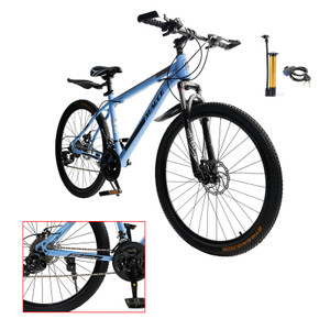 26" wheels 27 speed double disc brake mountain bike MTB for adults Blue