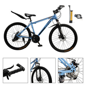 26" wheels 27 speed double disc brake mountain bike MTB for adults Blue