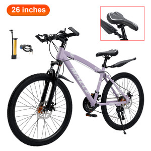 26" Purple 27 speed double disc brake Suspension Fork mountain bike MTB adult