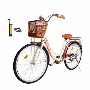 2-6 Arrival 26" 7 Speed Vintage Bike Spoke Wheel Cruiser For Women and man Bicycle Girls City Bike Cream