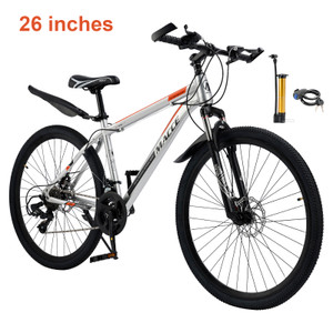 26 inch 27 speed double disc brake mountain bike MTB bicycle For adults With Cup holder Fender Silver