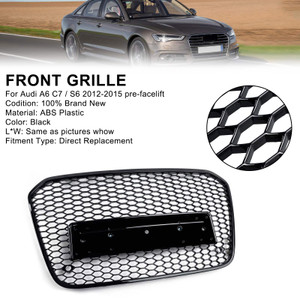 2012-2015 Audi A6 C7/S6 pre-facelift RS6 Style Honeycomb Front Bumper Grille Black Generic