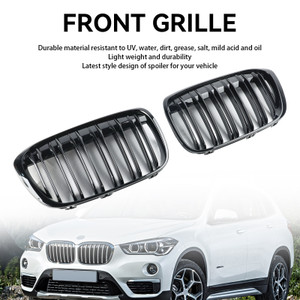 2016-2019 BMW X1 F48 F49 2PCS Front Kidney Grille Gloss Black Generic
