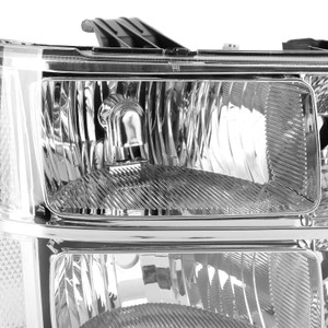 Chrome Clear Headlights Assembly For GMC Sierra 1500 2500HD 3500HD 2007-2014 B