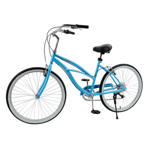 Urban Lady Girl's Bicycle Women's Beach Cruiser Bike 26 Inches 7 Speed Blue