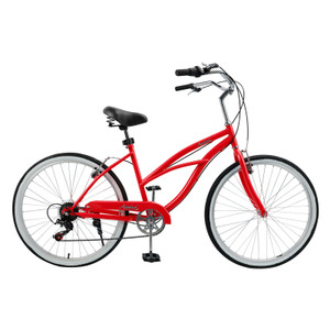 Urban Lady Girl's Bicycle Women's Beach Cruiser Bike 26 Inches 7 Speed Red