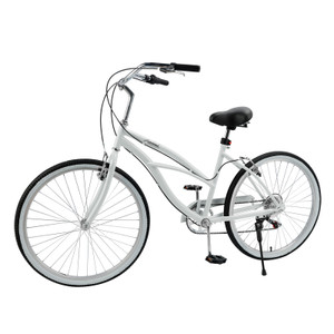 Urban Lady Girl's Bicycle Women's Beach Cruiser Bike 26 Inches 7 Speed White