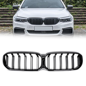 2021-2022 BMW 5-Series G30 G31 Double Gloss Black Front Grill Grille with Camera