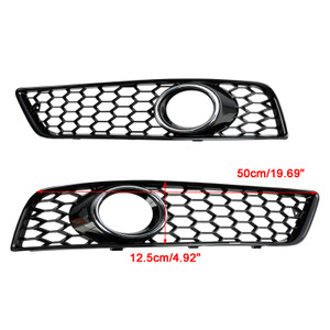 2009-2013 Audi A3 8P Honeycomb Bumper Front Fog Light Grille Cover Gloss Black Chorme 8P0807681D Generic