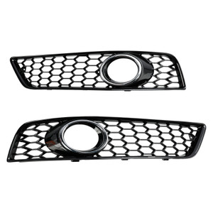 2009-2013 Audi A3 8P Honeycomb Bumper Front Fog Light Grille Cover Gloss Black Chorme 8P0807682J Generic