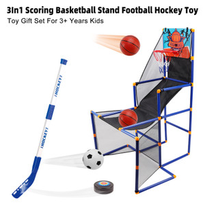 3In1 Scoring Basketball Stand Football Hockey Toy Gift Set For 3+ Years Kids