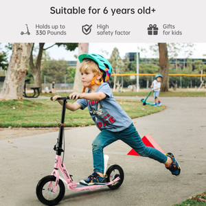 Shock-Absorbing Foldable Commuter Kick Scooter For Adults and Teens With 12" Large Smooth Rolling Rubber Air Tires Black