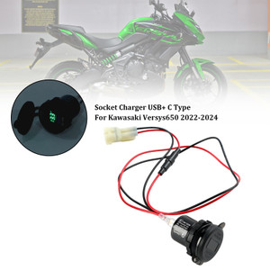 2022-2024 Kawasaki Versys 650 12V Socket Charger USB+C Type Quick Black Generic