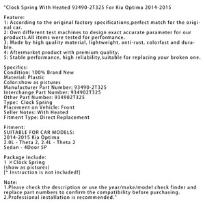 2014-2015 Kia Optima Clock Spring With Heated 93490-2T325 Generic