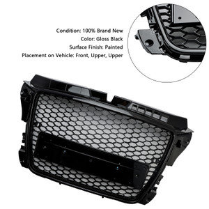 2008-2013 Audi A3 8P S3 RS3 Style Honeycomb Front Bumper Grille Black Generic