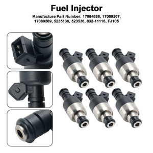 1985-1994 PONTIAC 6000 FIREBIRD GRAND SUNBIRD 6PCS Fuel Injector 5235136 Silver Generic